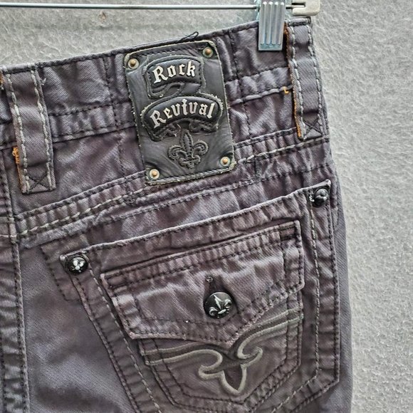 Rock Revival Men Jeans 32 Gray Straight Mid Rise READ - Picture 7 of 14